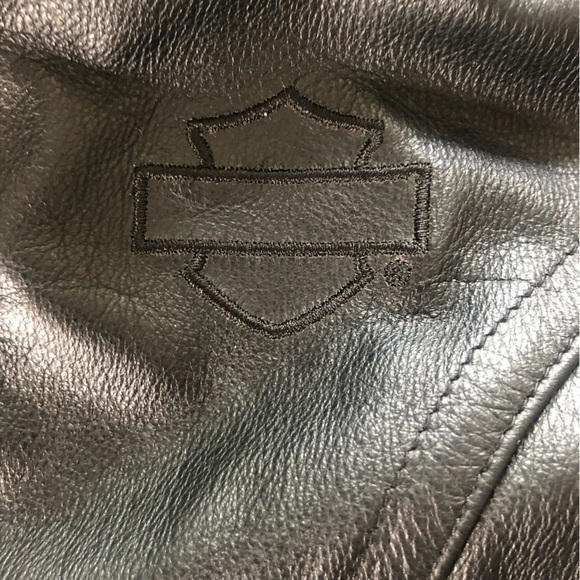 HARLEY Davidson Women’s  Black Leather Motorcycle Jacket Large - Picture 12 of 16